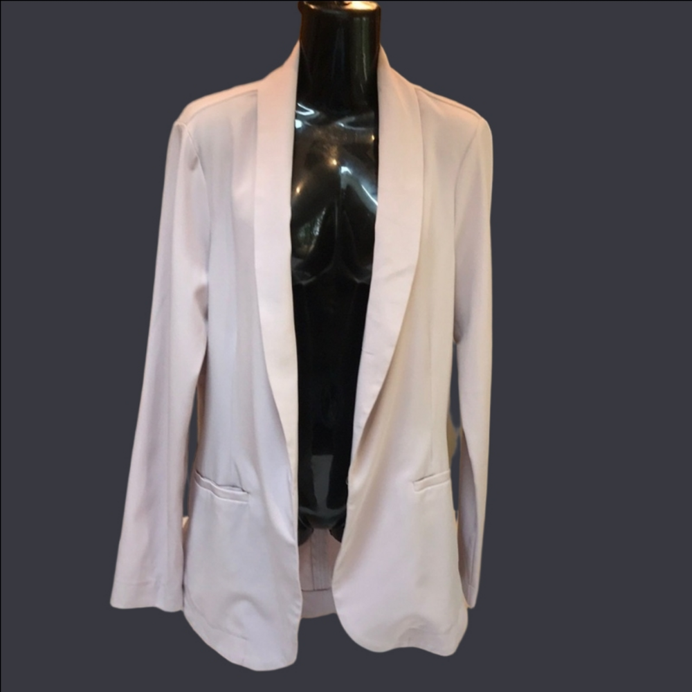 Dynamite Shell Pink Unlined Open Front Crepe Blazer Women Size M EUC